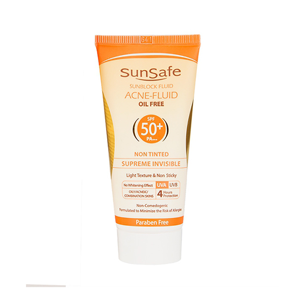 فلوئید ضد آفتاب فاقد چربی SPF50 سان سیف حجم 50 میل