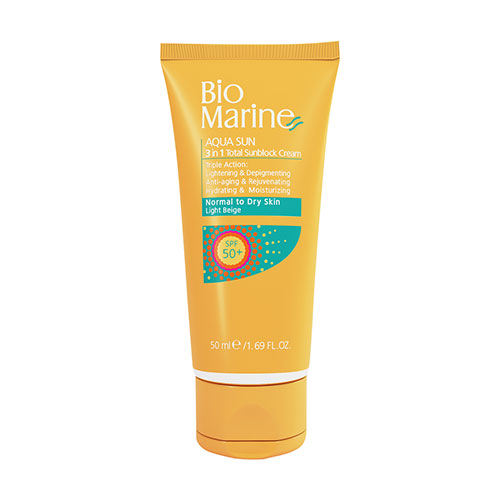 کرم ضدآفتاب روشن‌کننده و ضدچروک spf50 پوست معمولی و خشک بایومارین